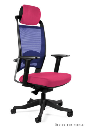 FOTEL BIUROWY FULKRUM - NIEBIESKA SIATKA/TKANINA BL401 MAGENTA Unique
