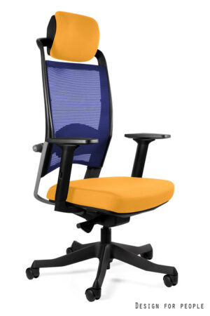 FOTEL BIUROWY FULKRUM - NIEBIESKA SIATKA/TKANINA BL404 HONEY Unique