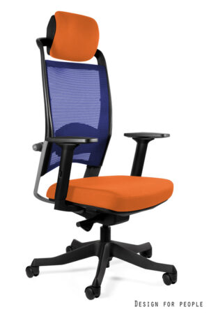FOTEL BIUROWY FULKRUM - NIEBIESKA SIATKA/TKANINA BL405 MANDARIN Unique
