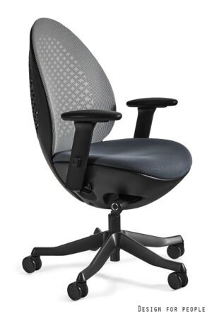 FOTEL BIUROWY OVO - CZARNY, SIATKA NW42 SNOWY/TKANINA BL417 SLATEGREY Unique