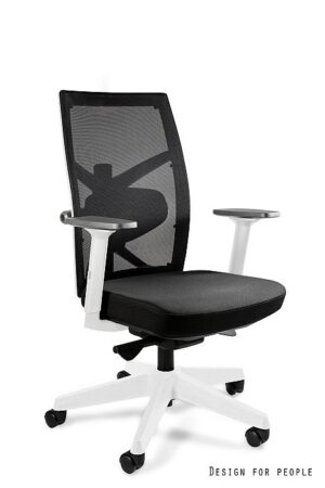 FOTEL BIUROWY TUNE M - BIAŁY, CZARNA SIATKA/TKANINA BL418 BLACK Unique