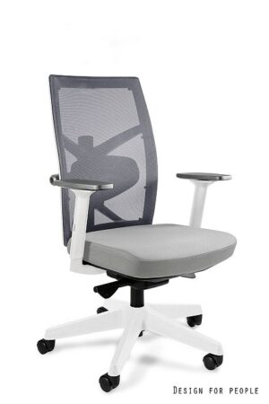 FOTEL BIUROWY TUNE M - BIAŁY, SZARA SIATKA/TKANINA BL416 SNOWY Unique