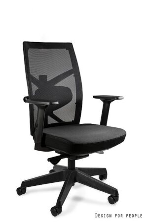 FOTEL BIUROWY TUNE M - CZARNY, CZARNA SIATKA/TKANINA BL418 BLACK Unique
